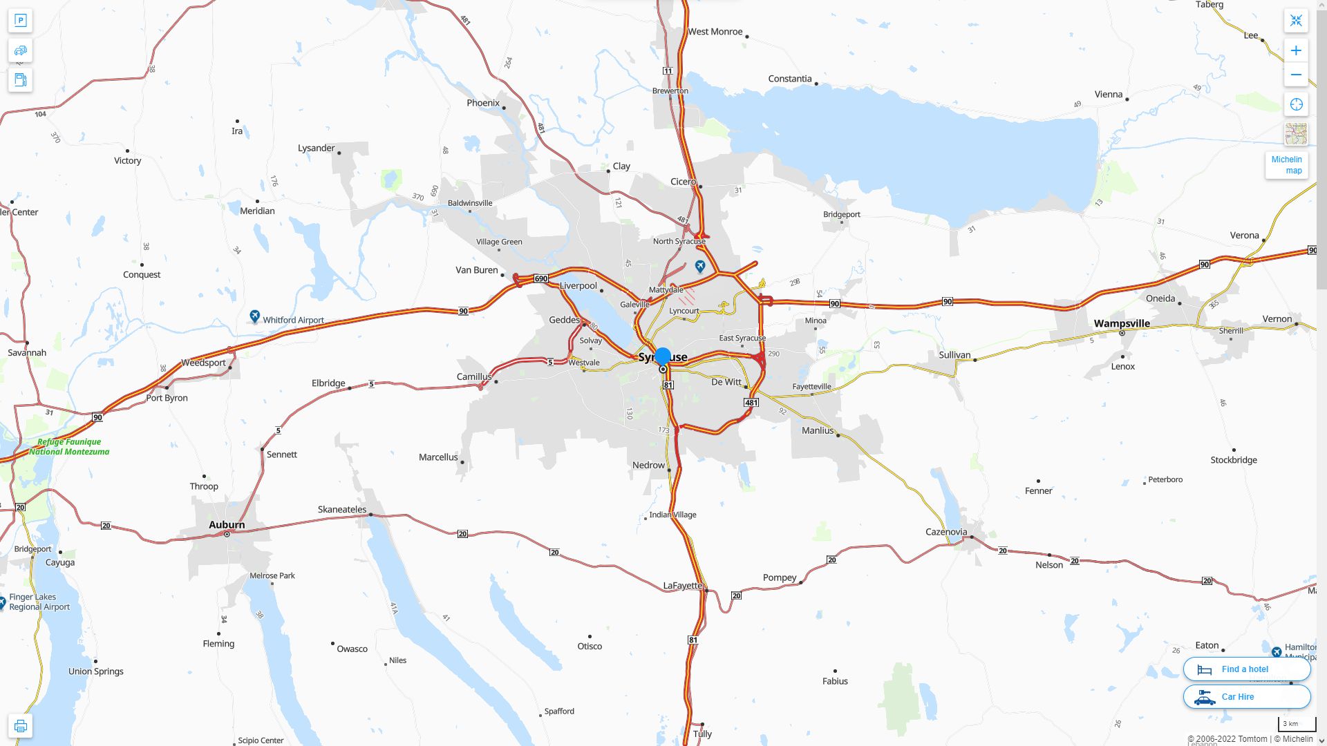 Syracuse New York Highway and Road Map